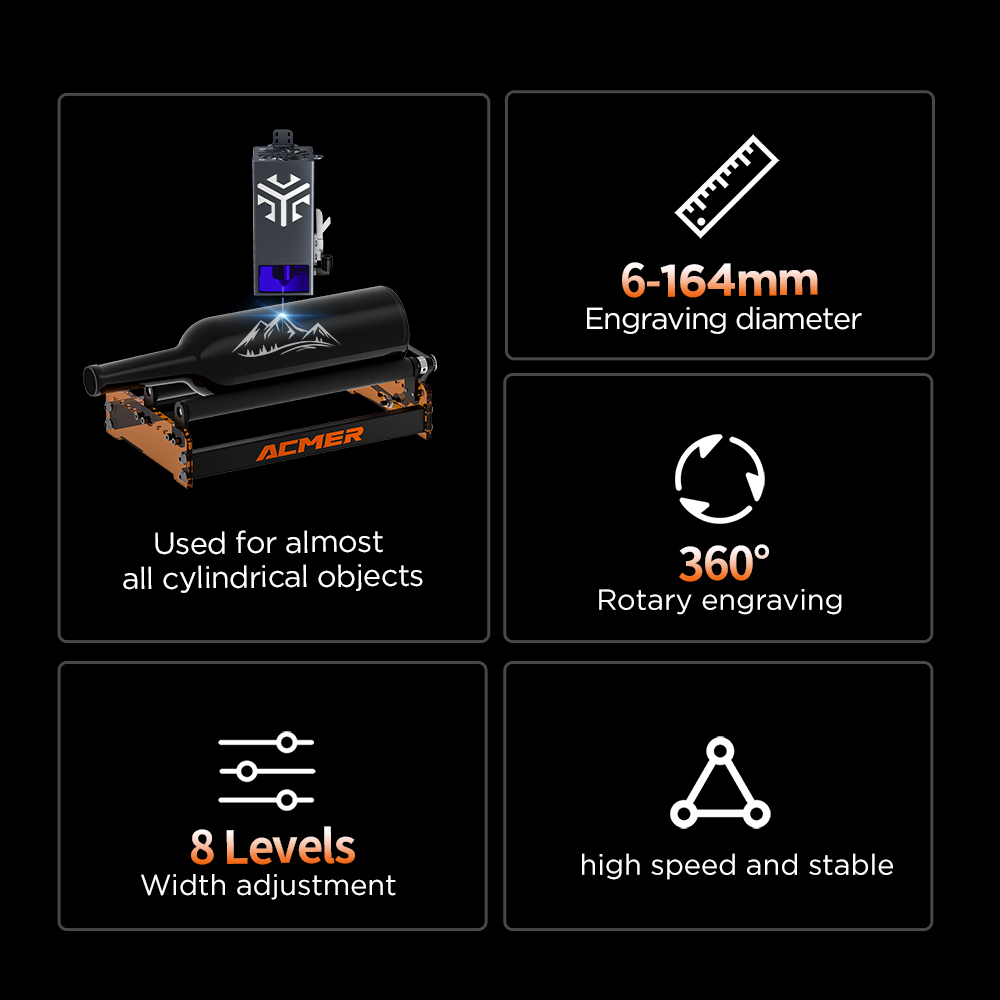ACMER M3 Laser Rotary Roller 3 - đánh giá và giá Rotary Axis Laser Engraver